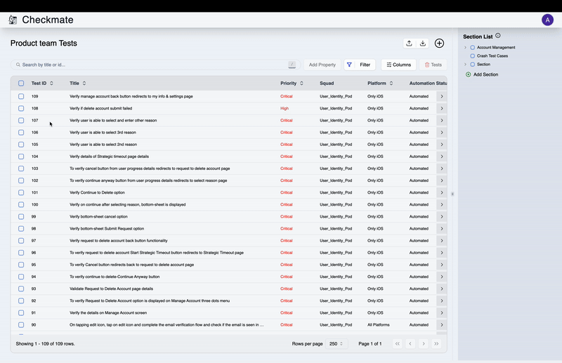 Delete Multiple Tests